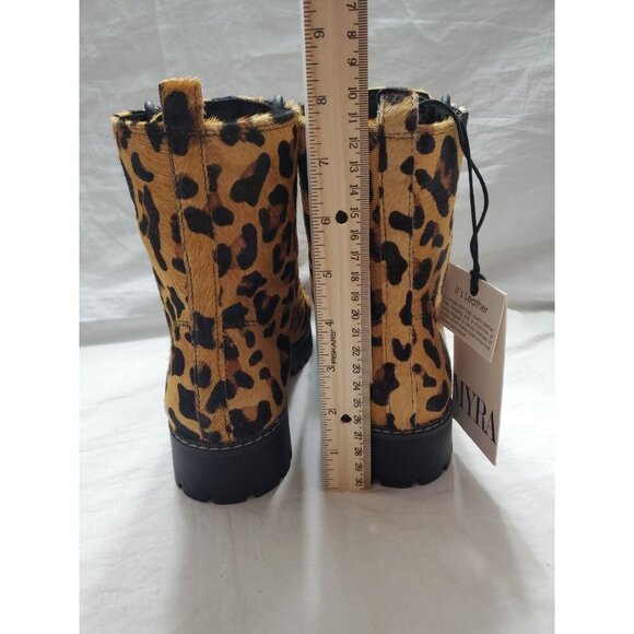 Myra Leopard Leather Inertia Boots Size 9 Lug Sole Boho 90's Y2K Grunge Hipster - Picture 7 of 12